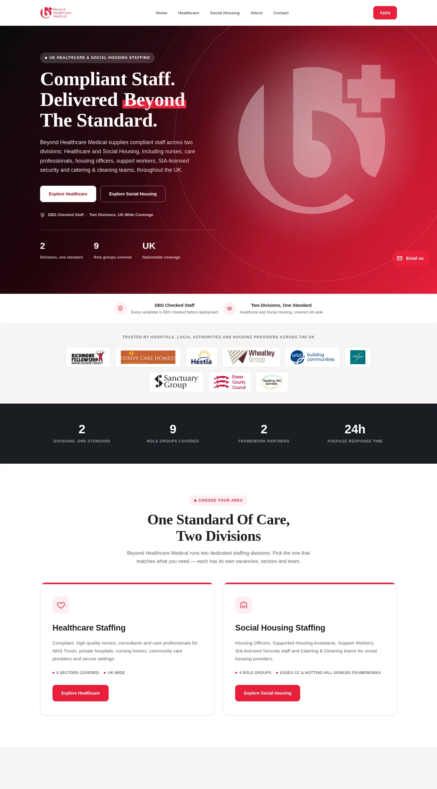 Beyond Healthcare Medical new website, desktop